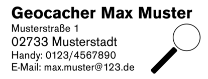 Geocachingstempel Motiv Lupe GRÜN BLAU